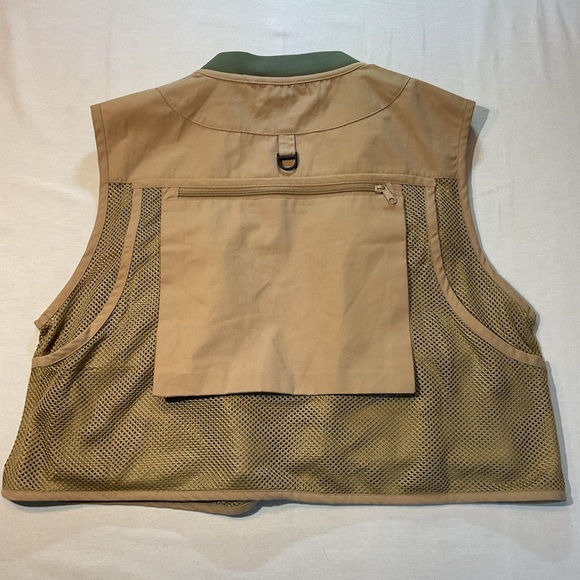 Redington Fishing Wading Vest Tan Green Trim Size L/XL, Multiple Zip Pockets - Picture 6 of 6